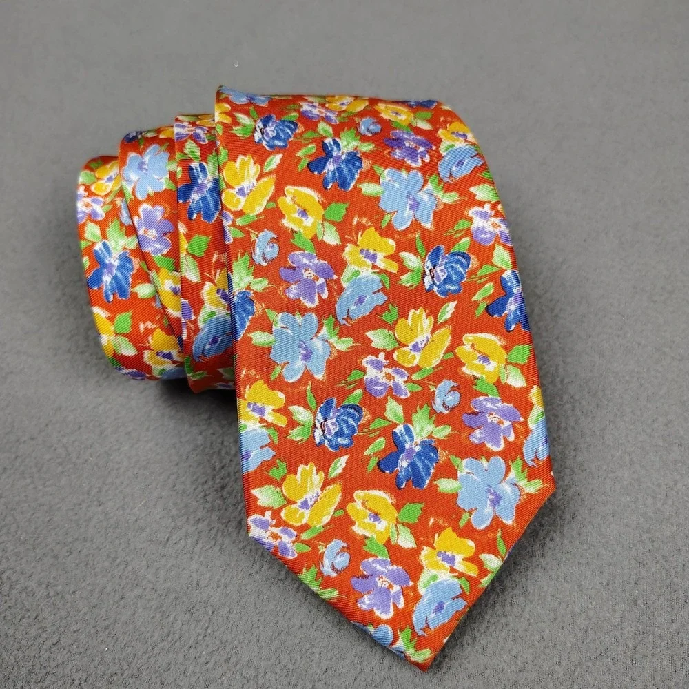 Lauren Ralph Lauren 100% Silk Neck Tie Multicolor Floral Hand Made 58